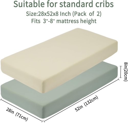 GUNTAIL Baby Crib Sheets - Soft Microfiber Fitted Sheets for Standard Crib & Toddler Mattress | 2 Pack (Brown & Green)