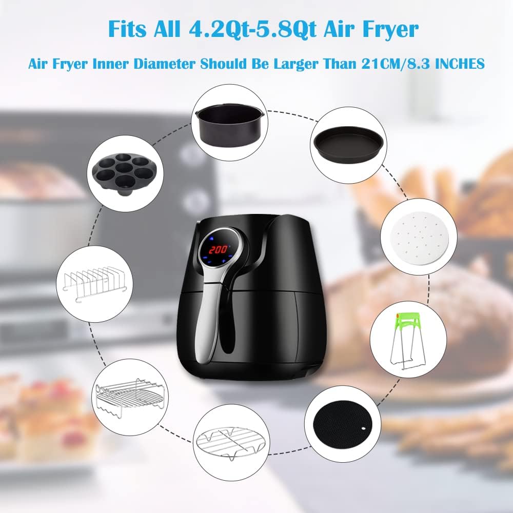 Phillips Air Fryer Accessories Set - 7 Essential Tools Including Egg Bites Mold & Pizza Pan | Fits 3.5Qt-5.8Qt Models
