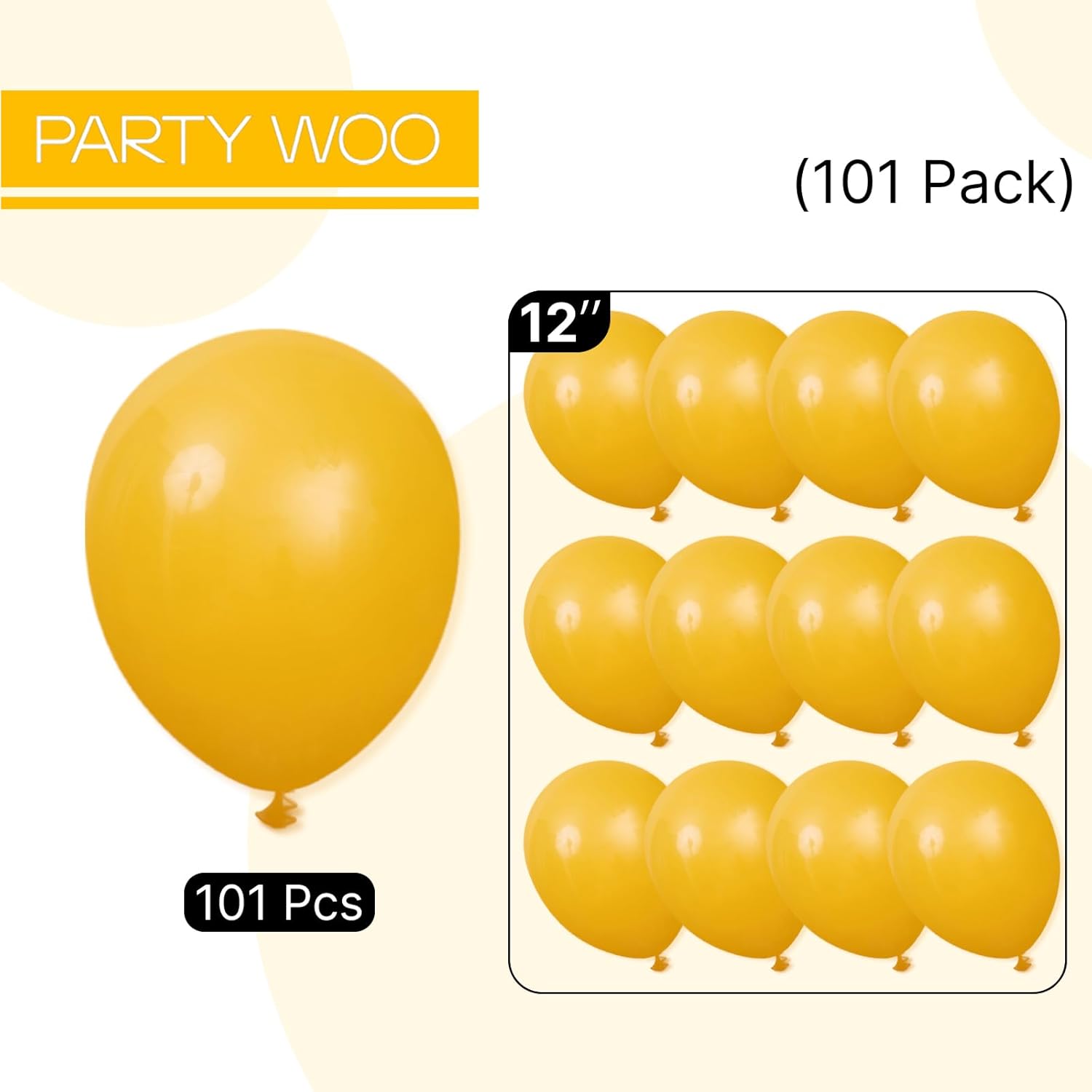 PartyWoo Mustard Yellow Balloons - 101pcs 12 Inch Boho Neutral Fall Decor for Events & Celebrations
