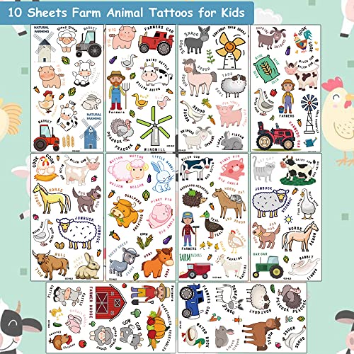 Hohamn Farm Animal Temporary Tattoos for Kids Birthday Party Favors