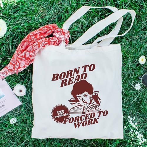 Teeglow Book Canvas Tote Bag for Women - Aesthetic Reusable Grocery & Reader Gift - Tote Bag-a