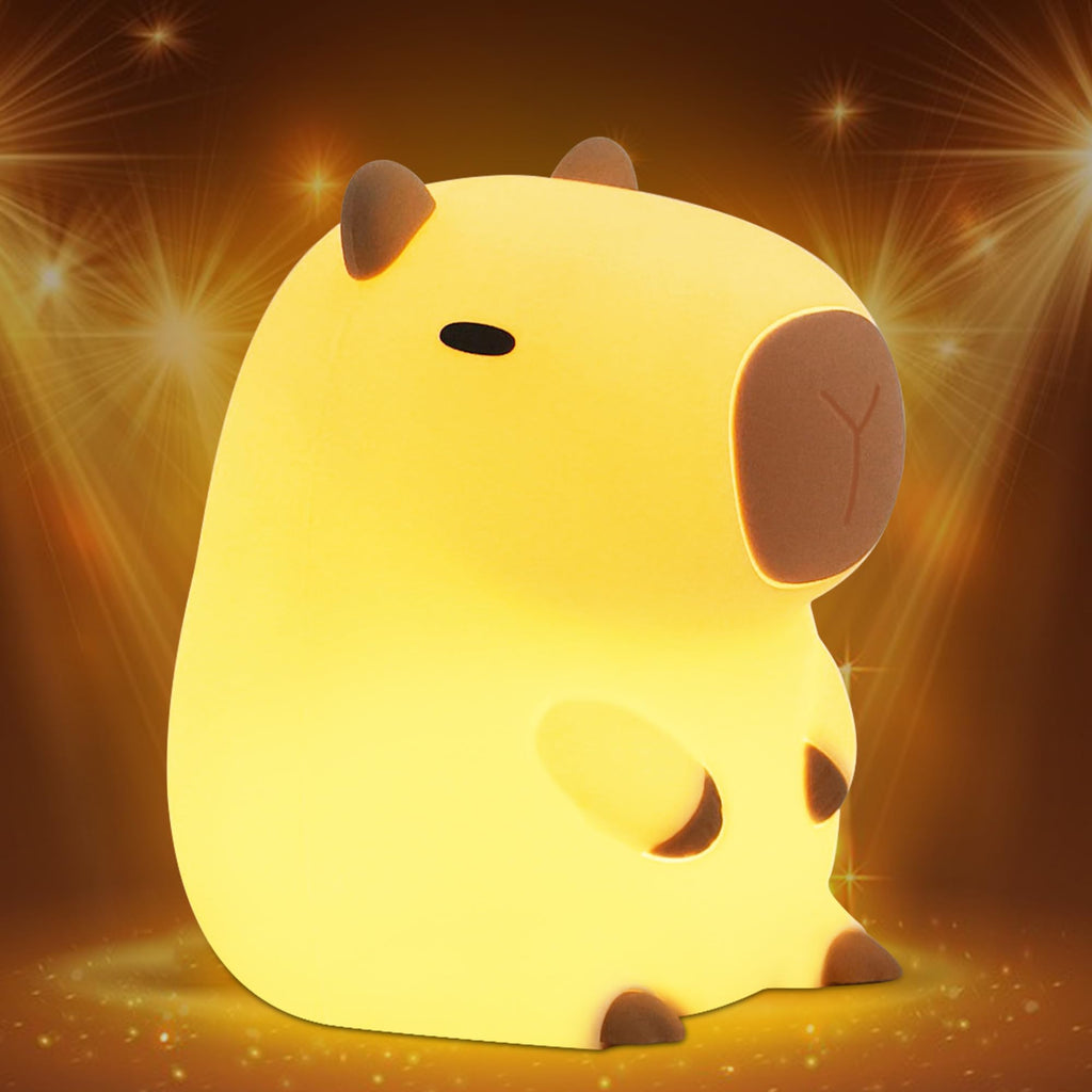 Attivolife Capybara Night Light for Kids, Animal Silicone Night Lamp USB Rechargeable, Touch Control with Dimmable & Timer, Cute Home Bedside Decor Portable, Kawaii Birthday Xmas Gift for Girl Boy