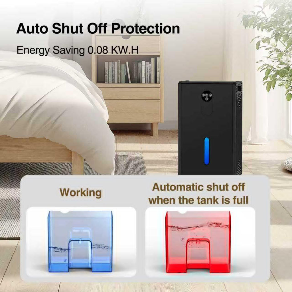 Dehumidifier, 72 OZ Water Tank Dehumidifiers for Home, 1076 sq. ft. Dehumidifier for Basement Bathroom Bedroom with Auto Shut Off, 7 Colors LED Light, Quiet Dehumidifiers with Sleep Mode