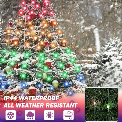 ASTRAEA 200 LED Christmas Tree String Lights Indoor Outdoor 6.6Ft Multi-Color with 24 Modes & Remote Control