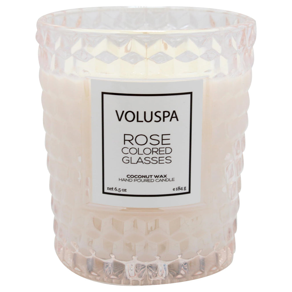 Voluspa Rose Colored Glasses, Classic Candle Jar, 6.5 Ounce, 40 Hour Burn Time, Coconut Wax for Clean Burning, Handcrafted in the USA