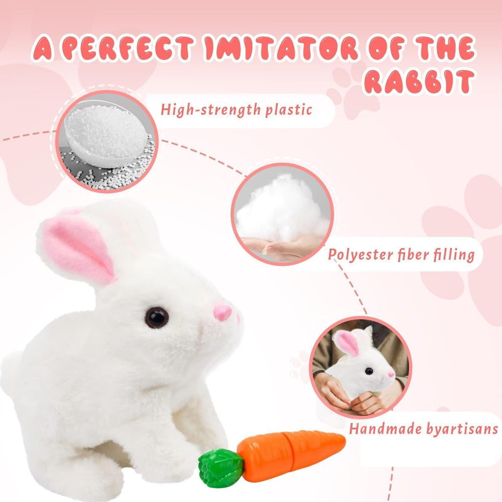 Skiennix Realistic Bunny Toy - Interactive Plush Rabbit with Sounds & Movements | Brown & White