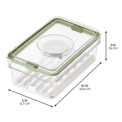 iDesign Medium Fridge Produce Bin with Removable Drainage Tray and Lid - Set of 2 - Clear