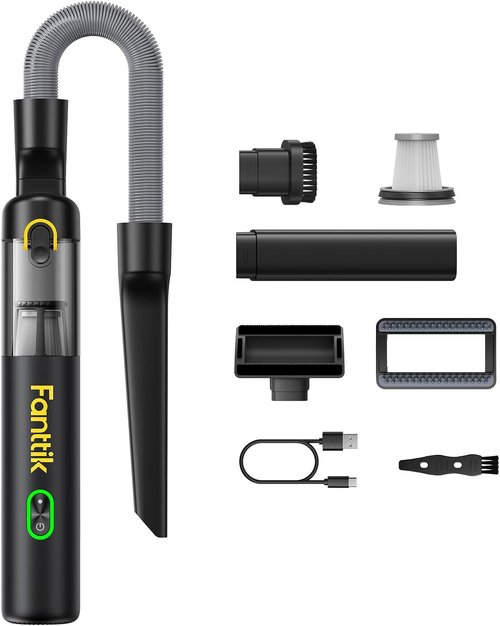 Fanttik Slim V8 APEX Cordless Car Vacuum - Upgraded Black Design for Powerful Cleaning
