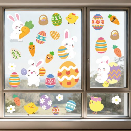 Valentines Day Window Clings for Valentines Decorations, Reusable Static Shamrock Window Clings for St Patricks Day Decorations, Easter Decor for Home, Bathroom and Office