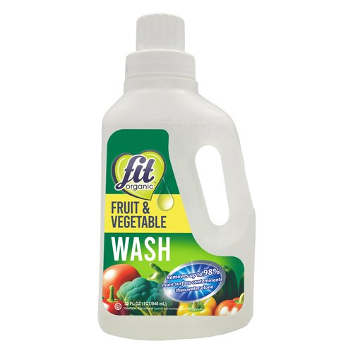 Fit Organic Soaker Produce Wash – USDA Certified Organic & Kosher Fruit and Vegetable Cleaner – Removes 98% Pesticides, Wax & Contaminants – Family & Pet Safe, Chemical-Free, 32 Oz
