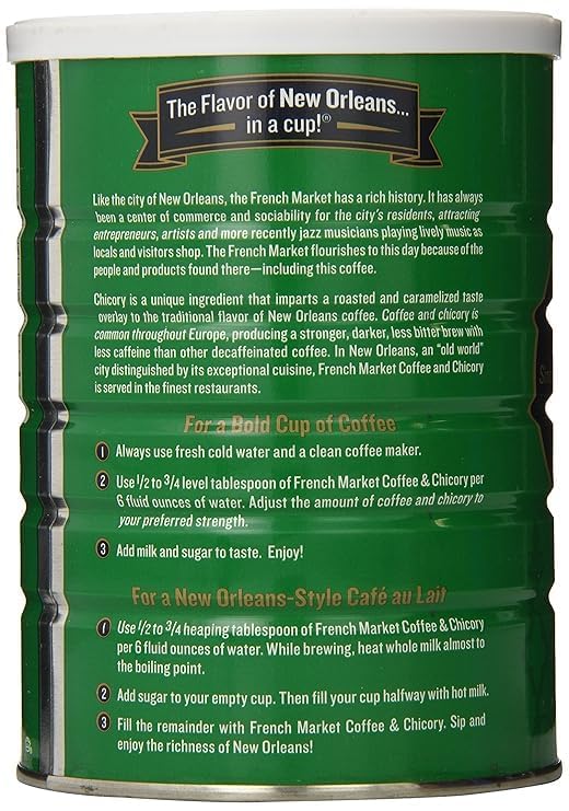 French Market Decaf Ground Coffee & Chicory, Medium-Dark Roast, 12oz