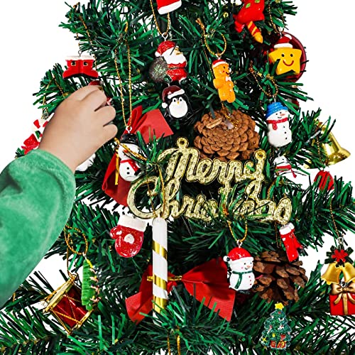 Mini Resin Christmas Ornaments Set - 36 Tiny Holiday Decorations with String
