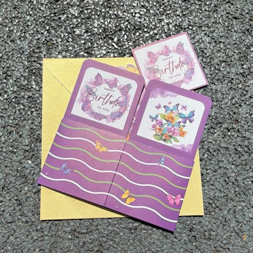 3D Butterfly and Flower Pop Up Greeting Card with Envelope