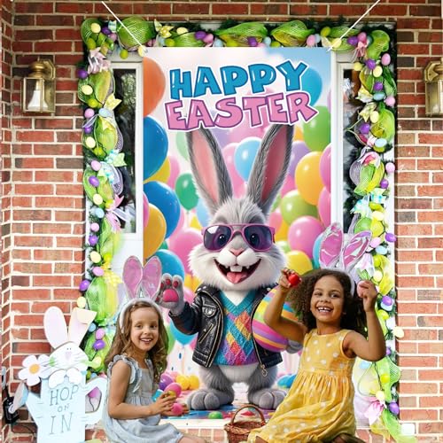 Easter Door Cover Hanging Banner Bunny Egg Spring Decor 71 x 35 Inch