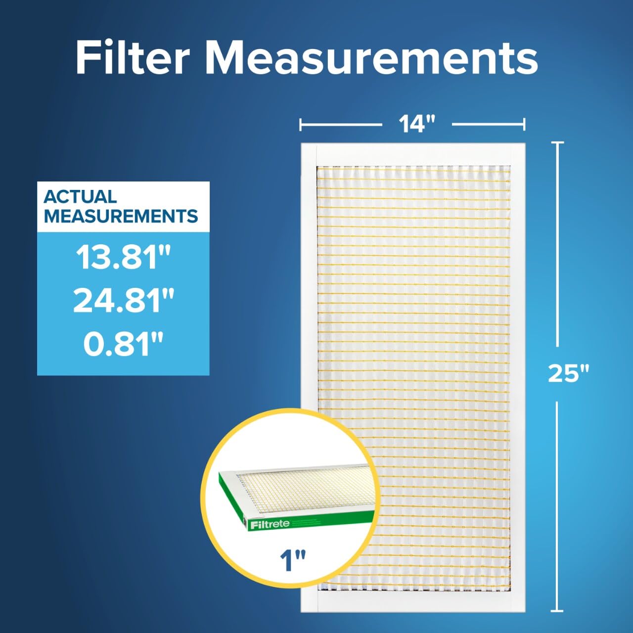 Filtrete 14x25x1 AC Furnace Air Filter, MPR 700, MERV 8, Tough on Pollen, Easy on Airflow, 3-Month Pleated 1-Inch Electrostatic Air Cleaning Filter, 6-Pack (Actual Size 13.81 x 24.81 x 0.81 in)