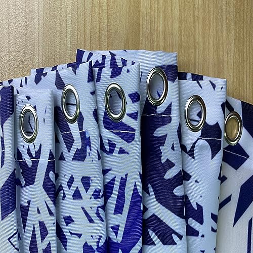 Christmas Balls Shower Curtain 70x70 Inch Blue Silver Snowflakes
