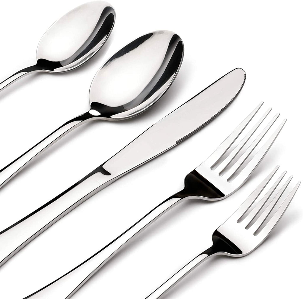 Regine Switzerland 60-Piece Silverware Set - Heavy-Duty Stainless Steel Utensils for 12 | Dishwasher Safe Gift Set