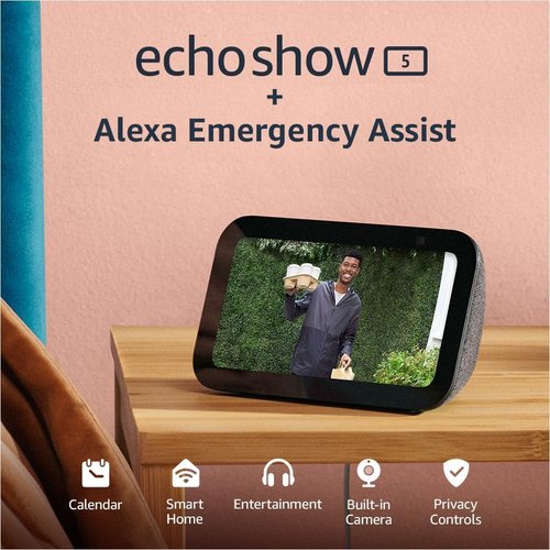 Echo Show 5 (3rd Gen) - Smart Display with Adjustable Stand & USB-C Charging Port | Charcoal
