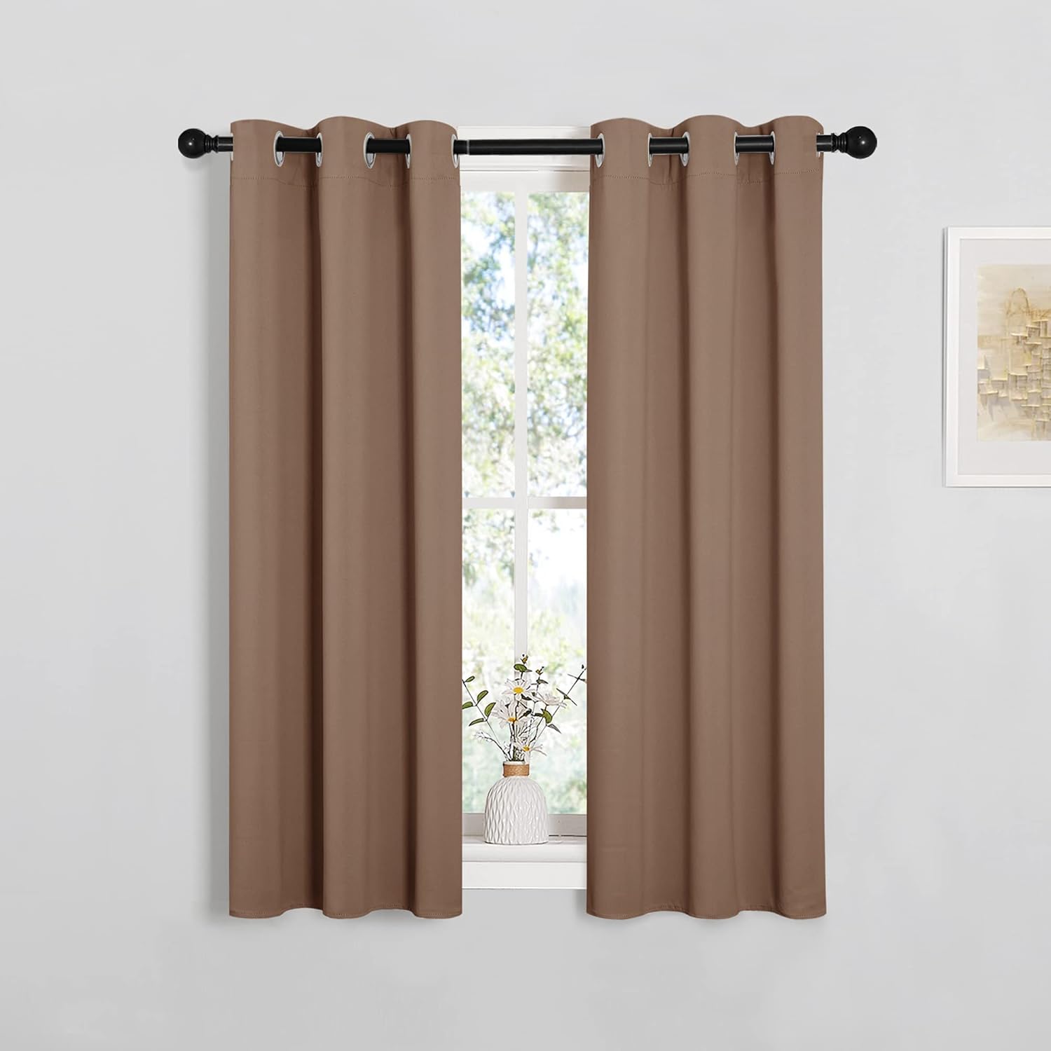 NICETOWN Blackout Curtains - Thermal Insulated Drapes for Kitchen | Set of 2, 29x40 Inch, Cappuccino