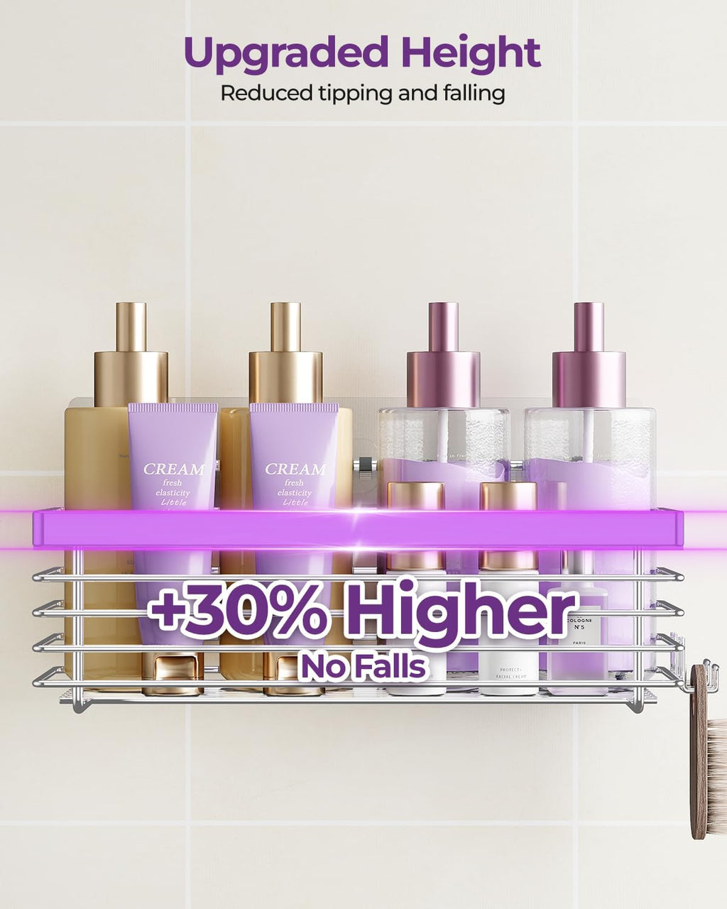 ODesign Shower Caddy - 3 Pack SUS304 Stainless Steel | No Drilling, Rustproof Wall-Mounted Organizer - Silver