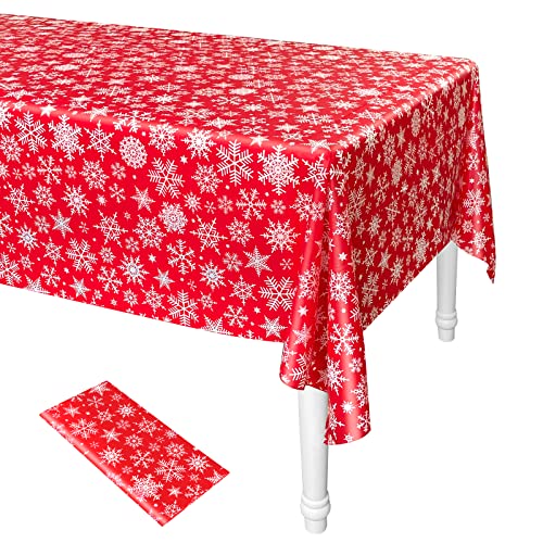 Christmas Snowflakes Tablecloth - Waterproof Rectangle Table Cover 137cm x 274cm