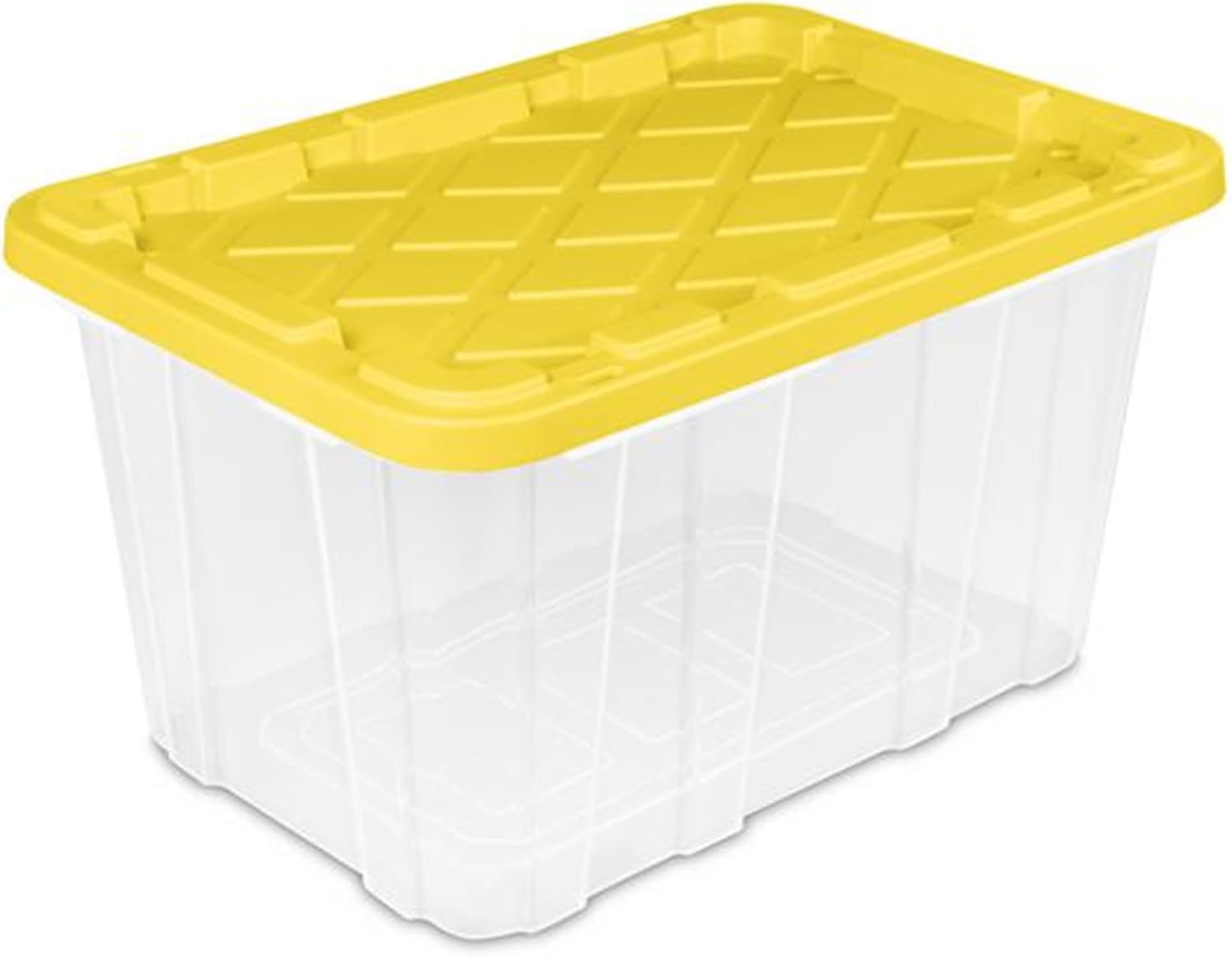 Sterilite 27 Gallon Industrial Storage Box - Heavy-Duty Plastic Container Bins with Lids | 4-Pack, Yellow