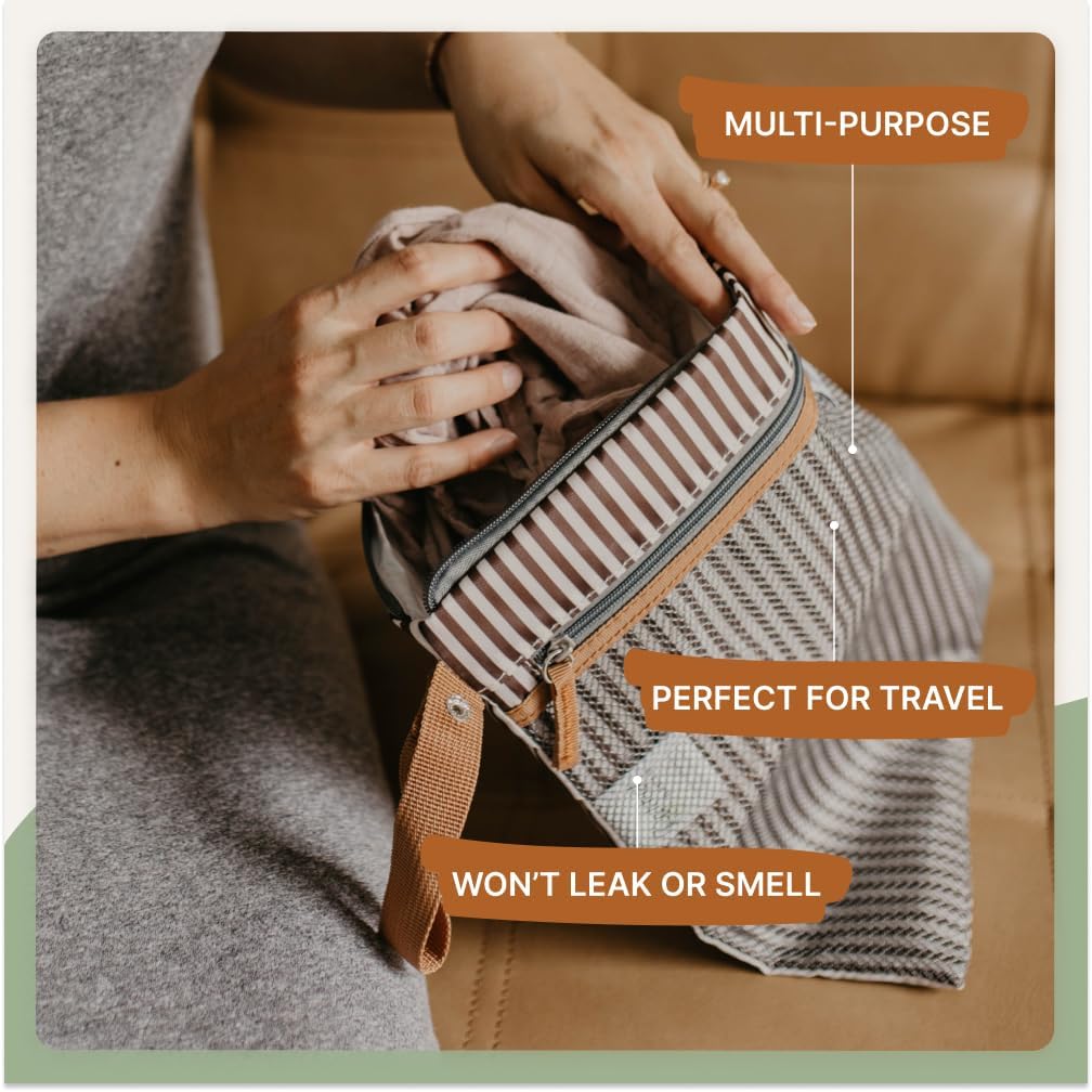 Parker Baby Cloth Diaper Wet Dry Bag - Waterproof Reusable Diaper Bag with Mesh Organizer & Zip Pocket