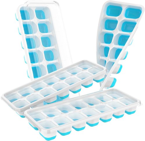 ChefAide Ice Cube Tray - Durable Stackable Design with Removable Lids | 4 Packs of 56 Easy-Release Cubes
