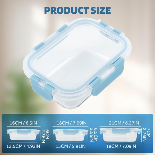 BYLWORKOUT Glass Storage Containers - 24 Piece Leak Proof Set, Dishwasher Safe for Meal Prep | Blue