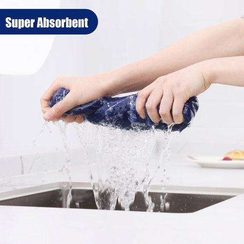 Homaxy Microfiber Kitchen Towels Set - 12 Pack Soft & Absorbent Dish Towels | Quick Drying, Navy Blue
