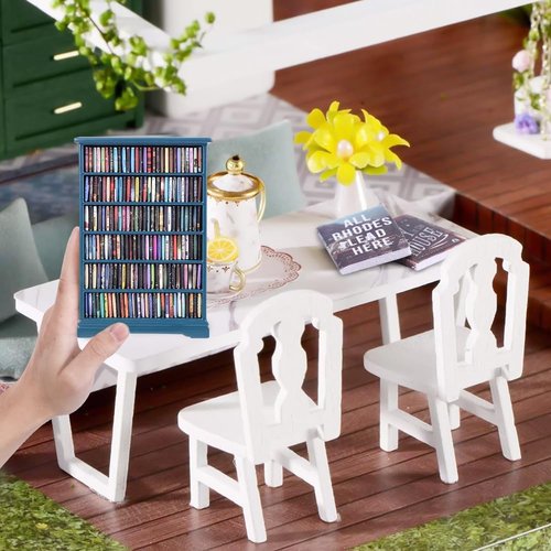 DIYDEC Mini Bookshelf - 180pcs Miniature Blue Books | Perfect Tiny Library Decor for Book Lovers