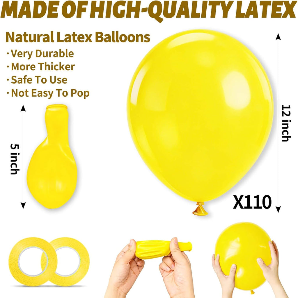 Yellow Latex Balloons by [Brand Name] - 110pcs 12-Inch for Birthday Parties & Baby Showers