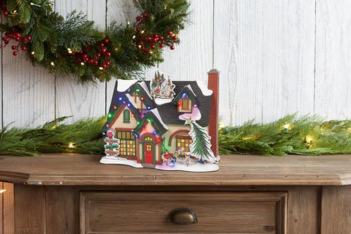 Department 56 Grinch House | Illuminated Christmas Village Building with LED Lights - 7.2 Inch, Multicolor