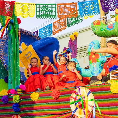 Cinco De Mayo Party Banner - 18 FT Colorful Papel Picado Decor