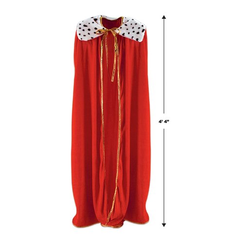 Beistle 2 Piece Adult King/Queen Polyester Fabric Robe with Fur Collar and Gold Trim Mardi Gras Halloween Costumes and Medieval Party Supplies