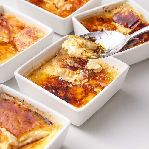 DOWAN 6 oz Creme Brulee Ramekins - Oven Safe Ceramic Custard Cups | Set of 6 Soft White Baking Dishes