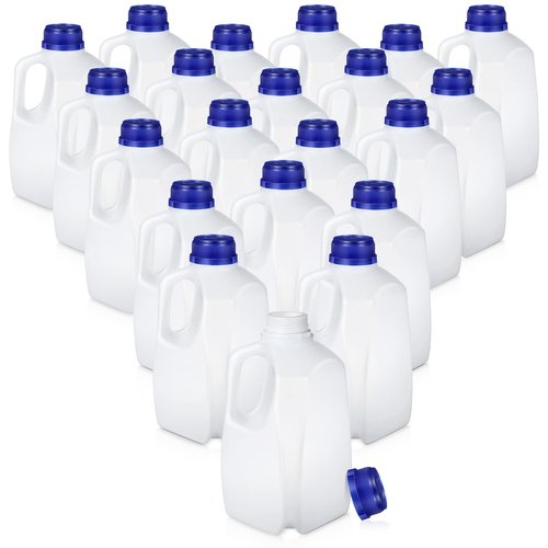 Mumufy 24 Pcs Plastic Mini Milk Jugs 32 oz Jugs with Lids Reusable and Refillable 1 Quart Plastic Containers with Lids Milk Bottles for Fridge Drinks Juice Water Sports Protein, Easy Grip