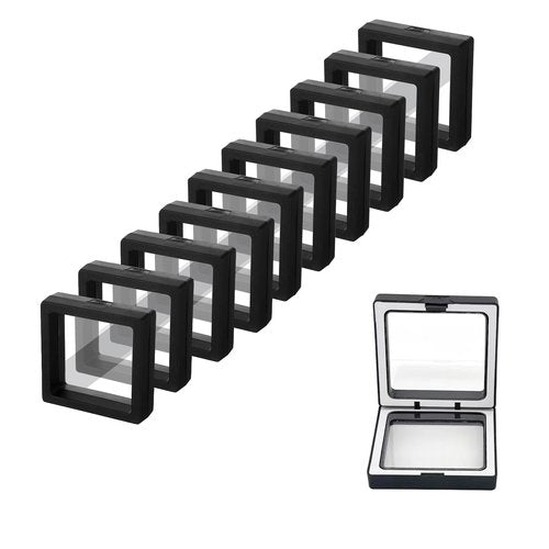 DZDXDZSW 10 Pack Jewelry Gift Boxes 2.75 x 2.75 x 0.78 Inch Transparent Jewelry Box,Small Gift Boxes for Jewelry Earrings Necklaces Handmade Bangles Bracelets(Black and white)