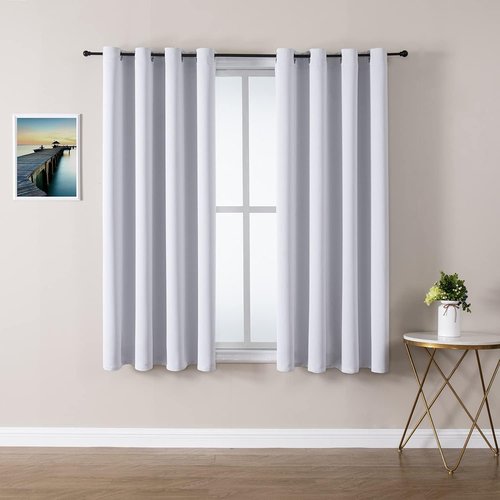 ChrisDowa Grommet Blackout Curtains - Thermal Insulated Room Darkening Panels, Greyish White, 52W x 54L