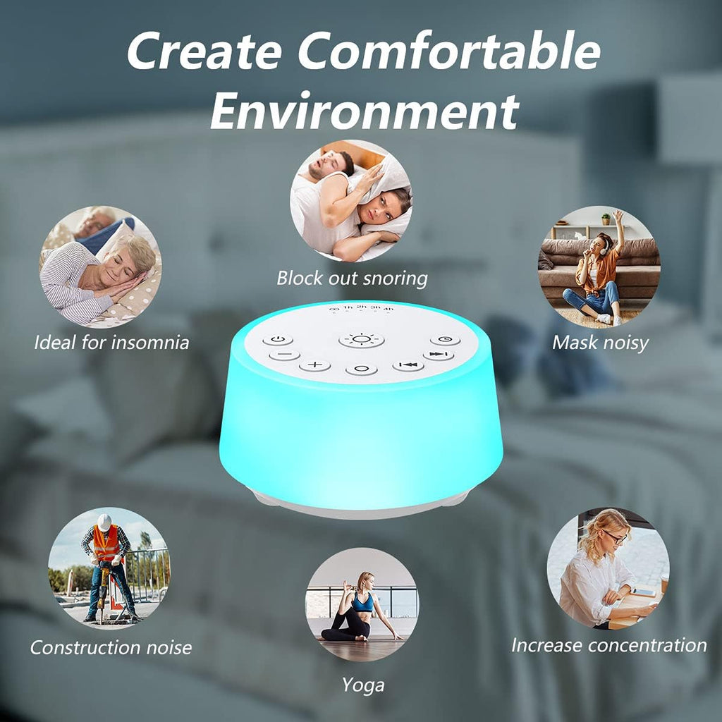 Skiennix Color Noise Sound Machine - 10 Colors, 25 Soothing Sounds, Adjustable Brightness | Perfect for Adults & Kids