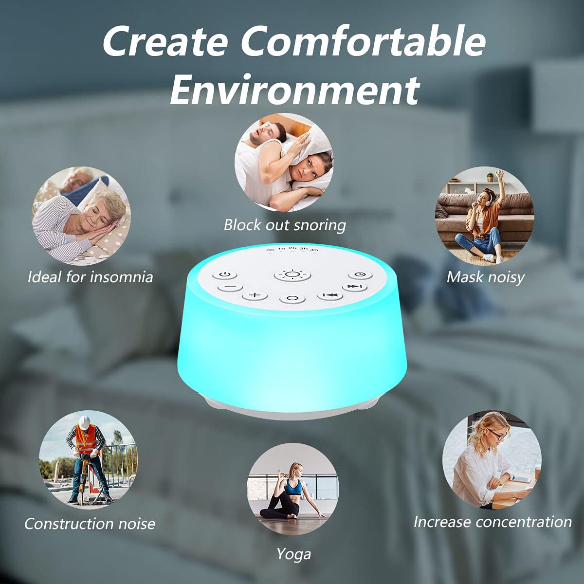 Skiennix Color Noise Sound Machine - 10 Colors, 25 Soothing Sounds, Adjustable Brightness | Perfect for Adults & Kids