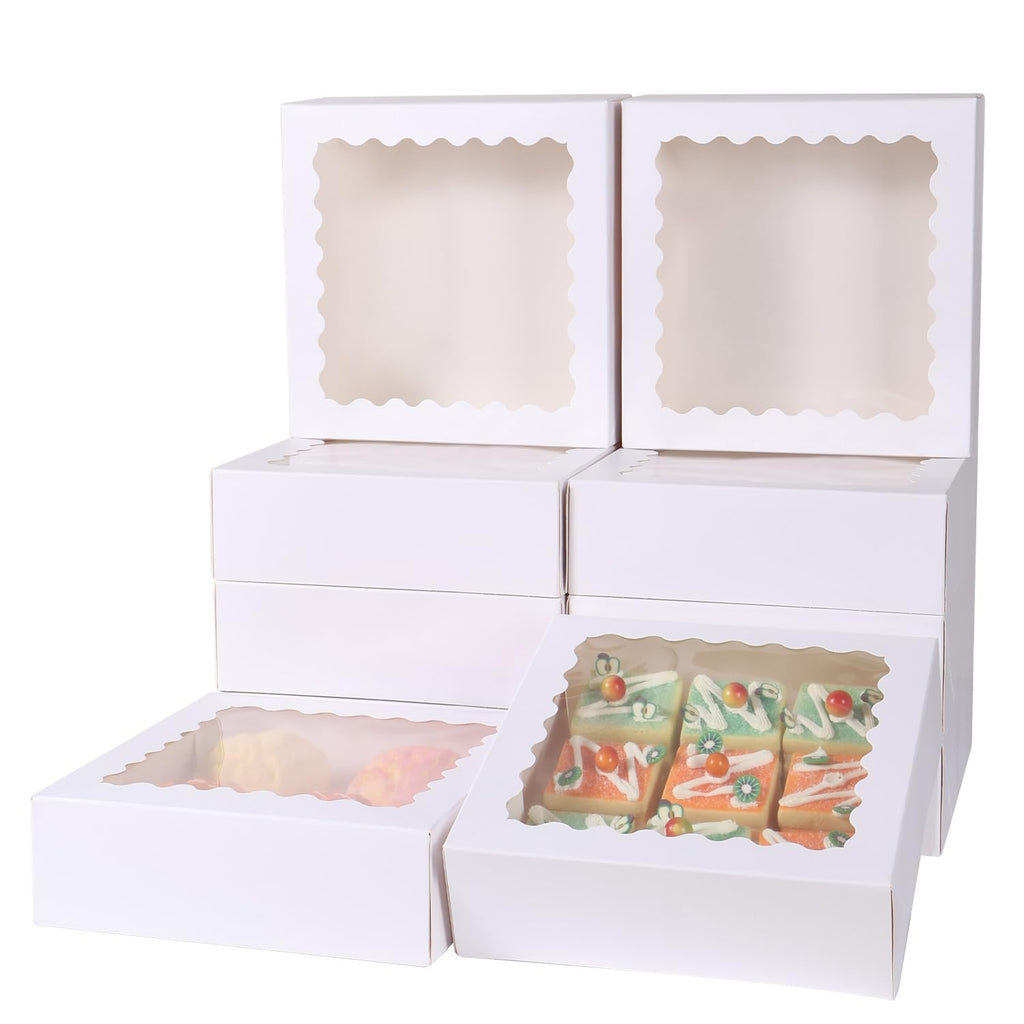 PFAMKEER 24 pcs12x12x3 Inch Bakery Boxes with Window, White 12 inch Cake Pastry large Pie Cookie Box for Dessert,strawberry,Chocolates Boxes