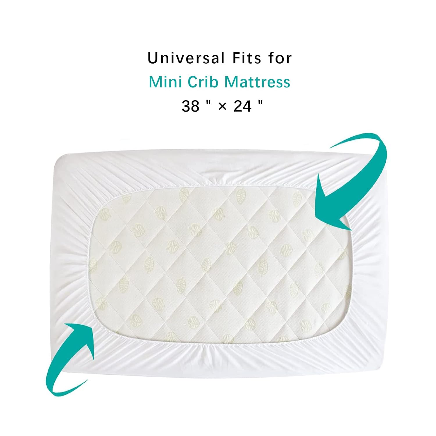 Skiennix Mini Crib Mattress Protector - Waterproof & Noiseless Fitted Pad Cover | 38" x 24", White (Pack of 2)