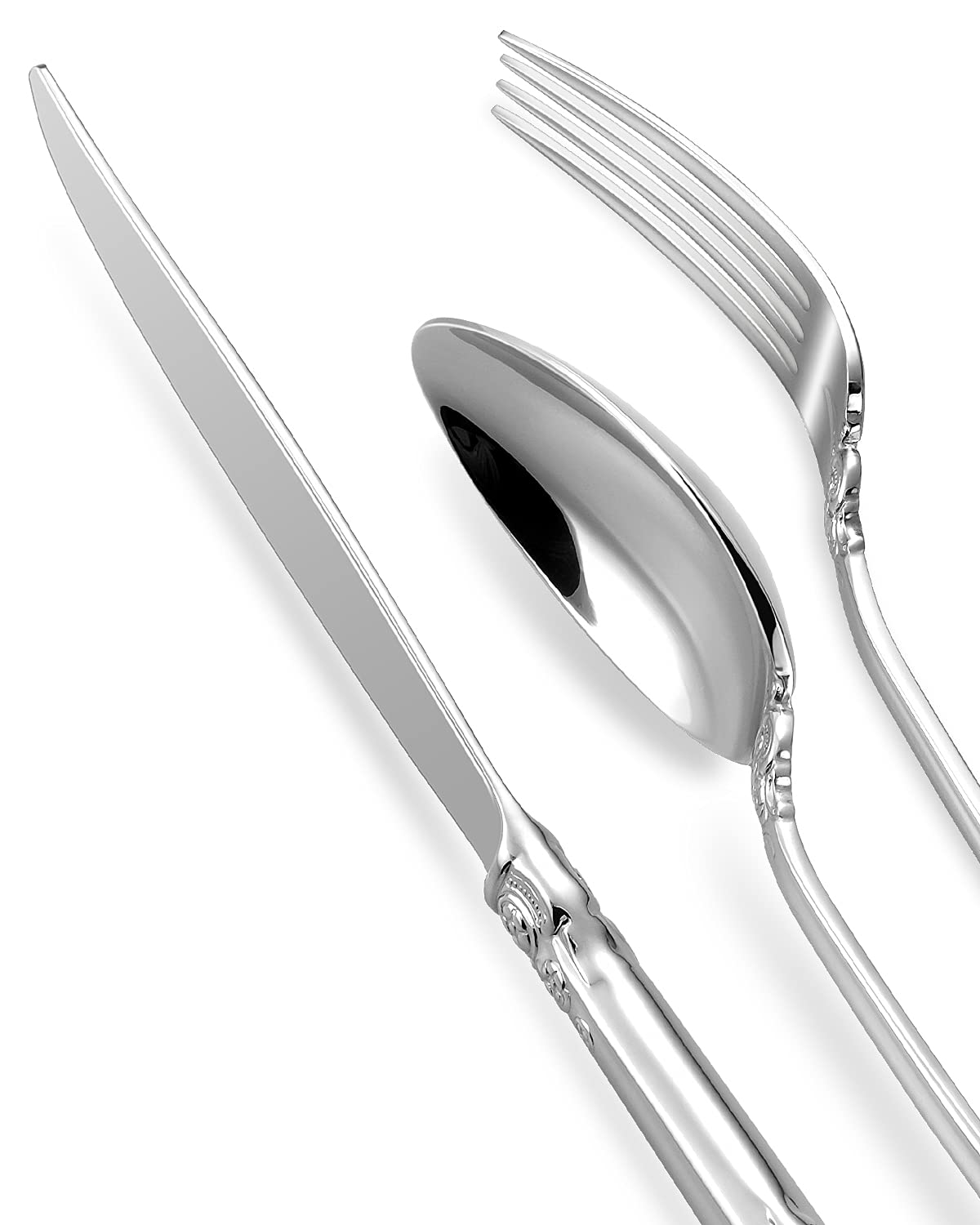 KEAWELL Luxury 20 Pieces 18/10 Stainless Steel Flatware set, Service for 4, silver plated with gold accents, Fine Silverware set and Dishwasher Safe (Silver)