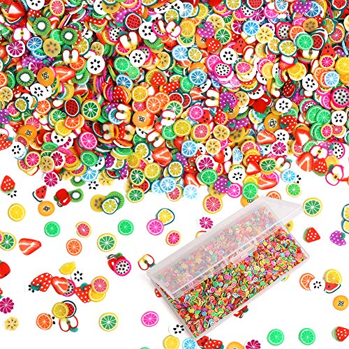 CCINEE 4000PCS 3D Fruit Nail Slices & Polymer Clay Slime Charms