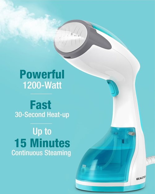 Beautural Steamer for Clothes - Portable Handheld Wrinkle Remover with Fast 30-Second Heat-Up | Large Detachable Water Tank