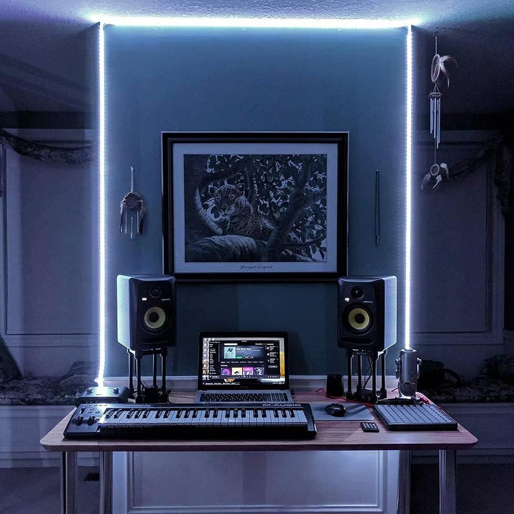 GUOTONG White LED Strip Lights, Waterproof cuttable 300 SMD 2835 LED Tape, 6000K 12V 16.4ft/5m Flexible Ribbon, Kitchen Cabinet Lighting, Outdoor/Indoor (No Power Supply)