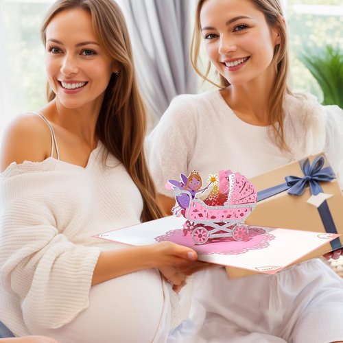 CNLITIHEKA New Baby Card for Girl, Pop Up New Baby Card, Welcome Baby Shower, Newborn, Congratulations.
