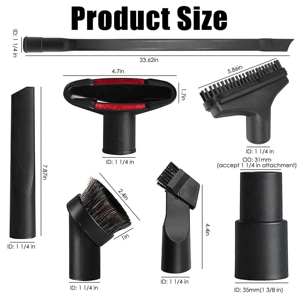 Vacuum Attachments Accessories, 1 1/4 inch Vacuum Cleaner Tools Kit Vacuum Dusty Brush with 32mm (1 1/4) inch & 35mm (1 3/8) inch Standard Hose Adapter, 7 Pack