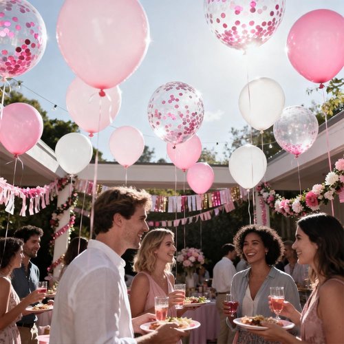 Light Pink & White Balloons - 12 Inch Confetti Balloons for Wedding, Bridal & Baby Showers